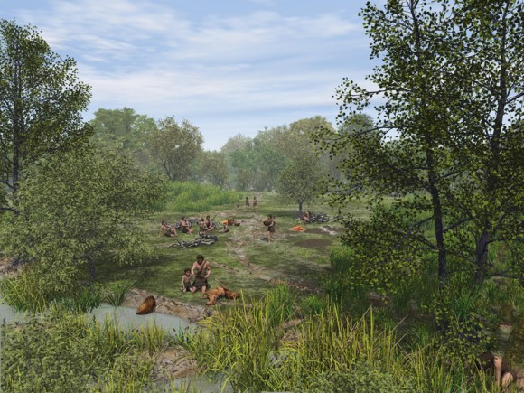 Mesolithic activity adjacent to a silted up stream channel in a forest clearing